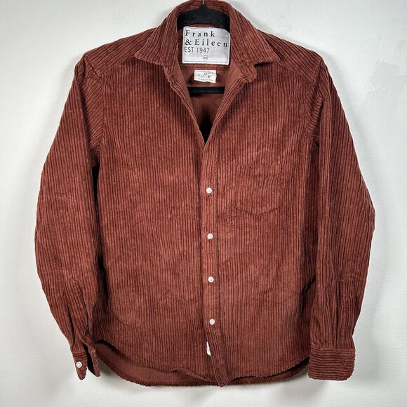 Frank & Eileen EILEEN Corduroy Button Up Relaxed Shirt In Toffee Brown Size XXS - Picture 1 of 7